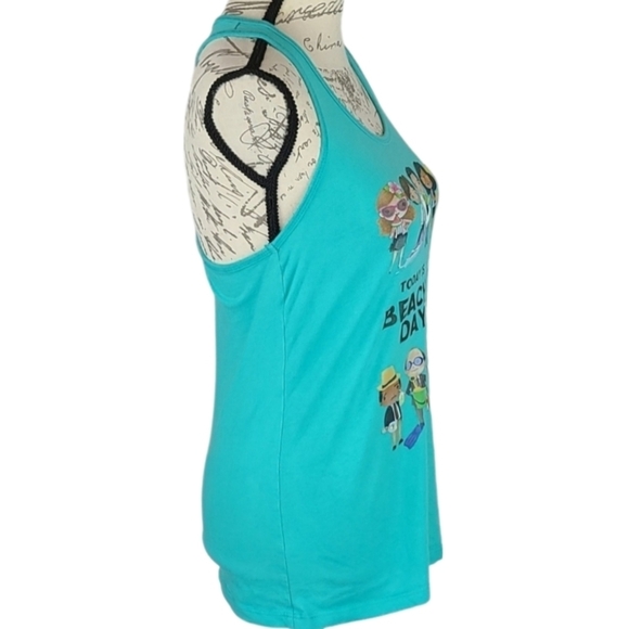 Beach Day Racerback Tank Top Tee - Teal Blue - Picture 5 of 7
